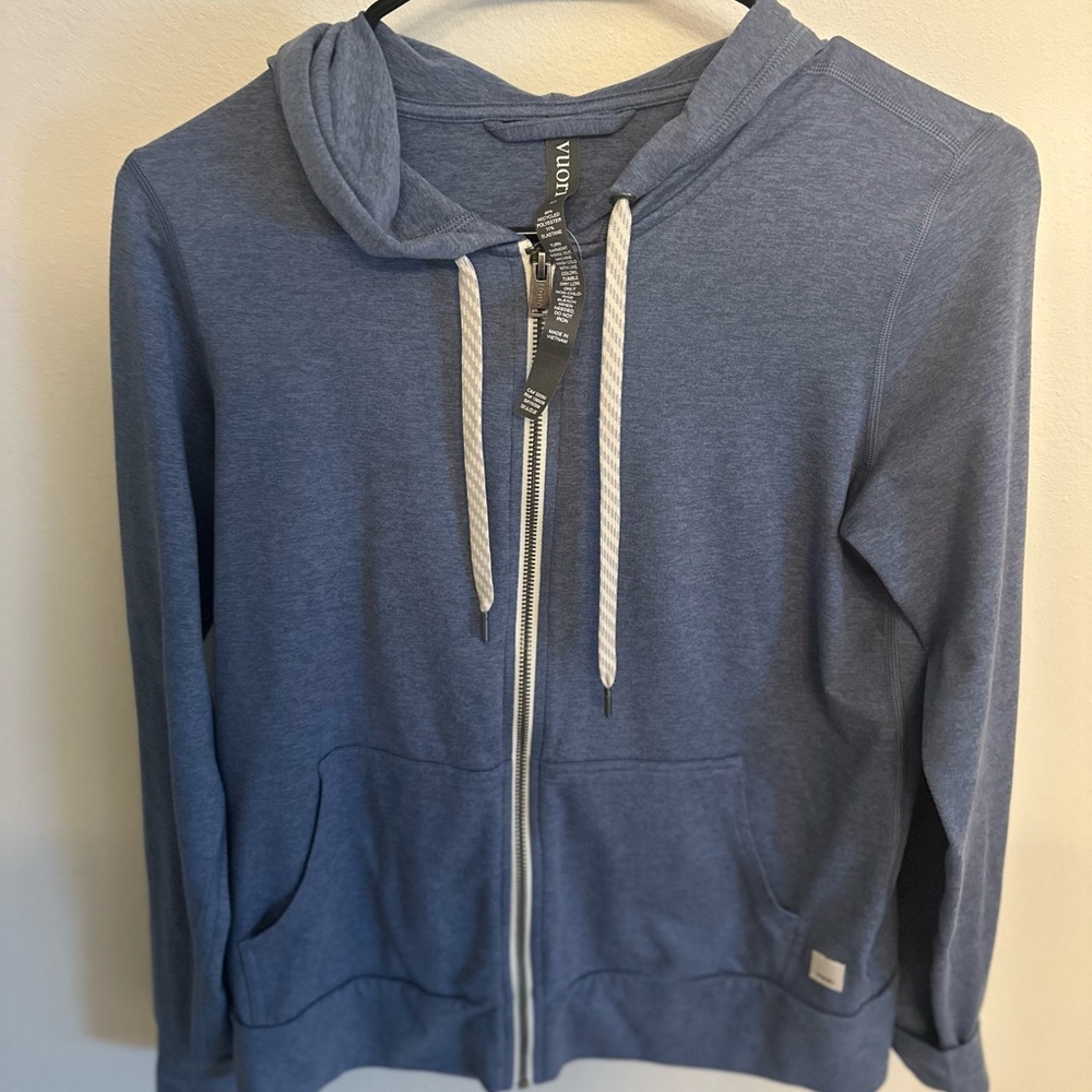 Vuori Heathered Blue Halo Performance Hoodie